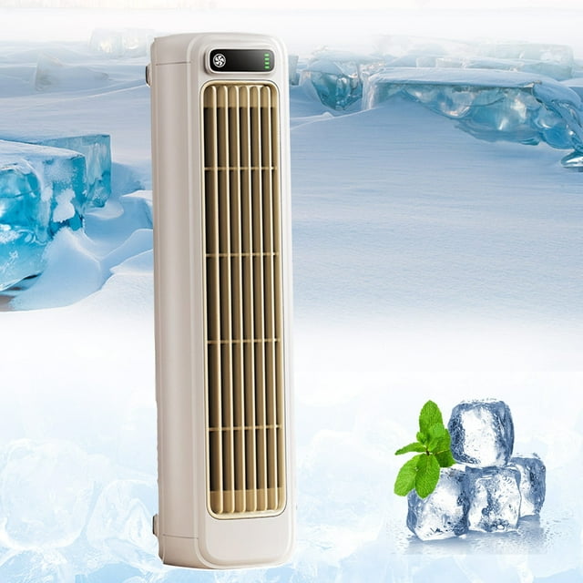 White Vaneless Tower Fan Constant Wind Turbine High Wind Silent Operation Usb Rechargeable Office Desktop Home Use Portable Design 2000Mah Battery Included