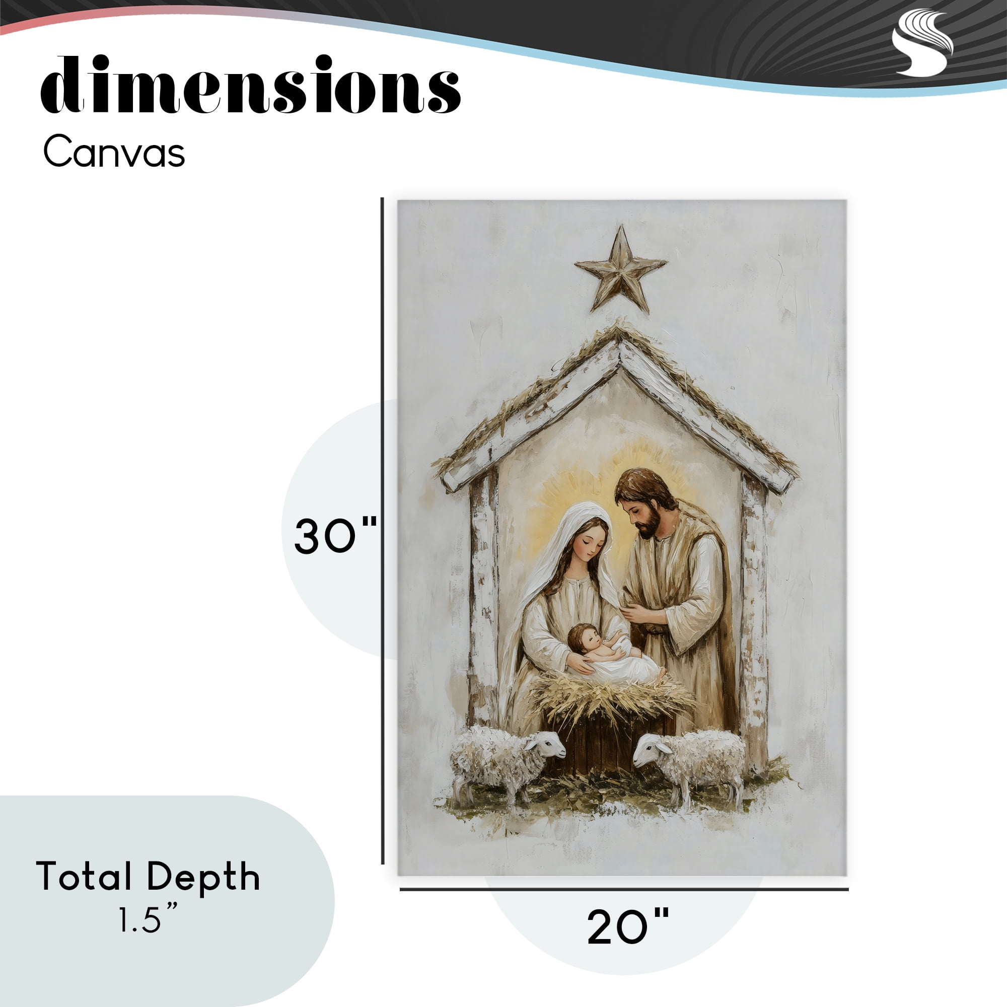 Little Lambs & Nativity Canvas Wall Art, design by Petal Prints Design