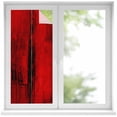 thumbnail image 2 of Red Window Privacy Film, Retro Oil Painting Modern Abstract Art Aesthetics Static Cling UV Sun Blocking Tint Film Heat Control Windows Films for Bedroom Bathroom, Window Stickers 17.7"x39.3", 2 of 8