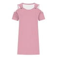 thumbnail image 6 of Kvture Women Cold Shoulder T Shirt Dress Wide Strap Short Sleeve Casual Tunic Dresses Loose Comfort Lounge Dress Pink, 6 of 7