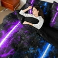 thumbnail image 4 of Castle Fairy Blue Purple Lightsaber Bedding Comforter Set 7pcs for Boys Girls,Universe Galaxy Queen Bedding Sets Super Cozy,Video Game Gamepads Queen Sheet Sets,Super Cozy Room Decor,Reversible, 4 of 8