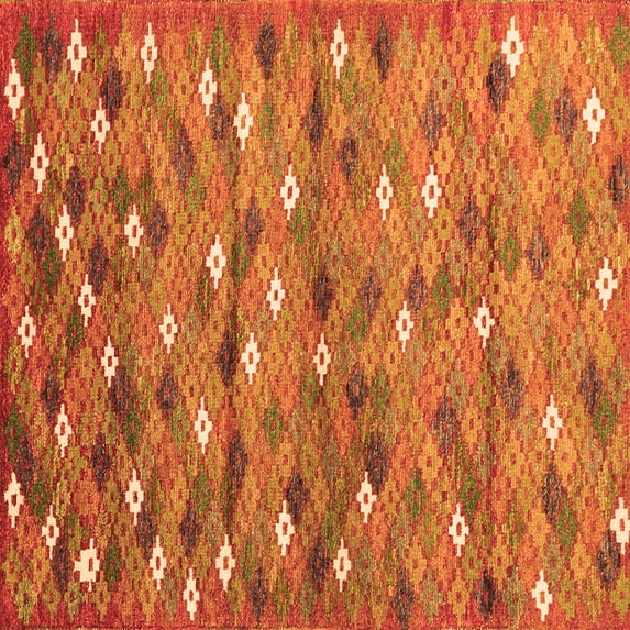 Ahgly Company Indoor Square Southwestern Orange Country Area Rugs, 3' Square