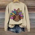 thumbnail image 2 of Oversized Thanksgiving Sweatshirts For Women Graphic Comfort Colors Hoodies Thanksgiving Turkey Printed Long Sleeve Crew Neck Loose Fit Pullover Khaki XXL, 2 of 4