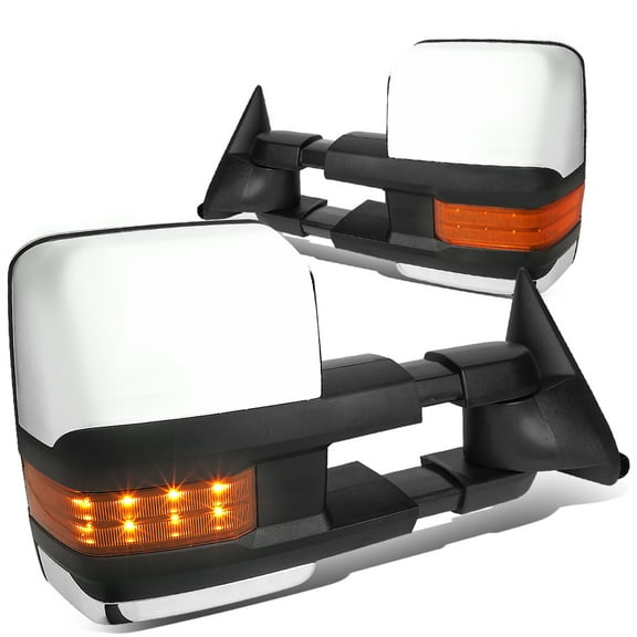 DNA Motoring TWM-031-T999-CH-AM For 1988 to 2000 Chevy / GMC C / K 1500 2500 3500 Powered Tow Mirrors Amber LED Turn Signal Lights