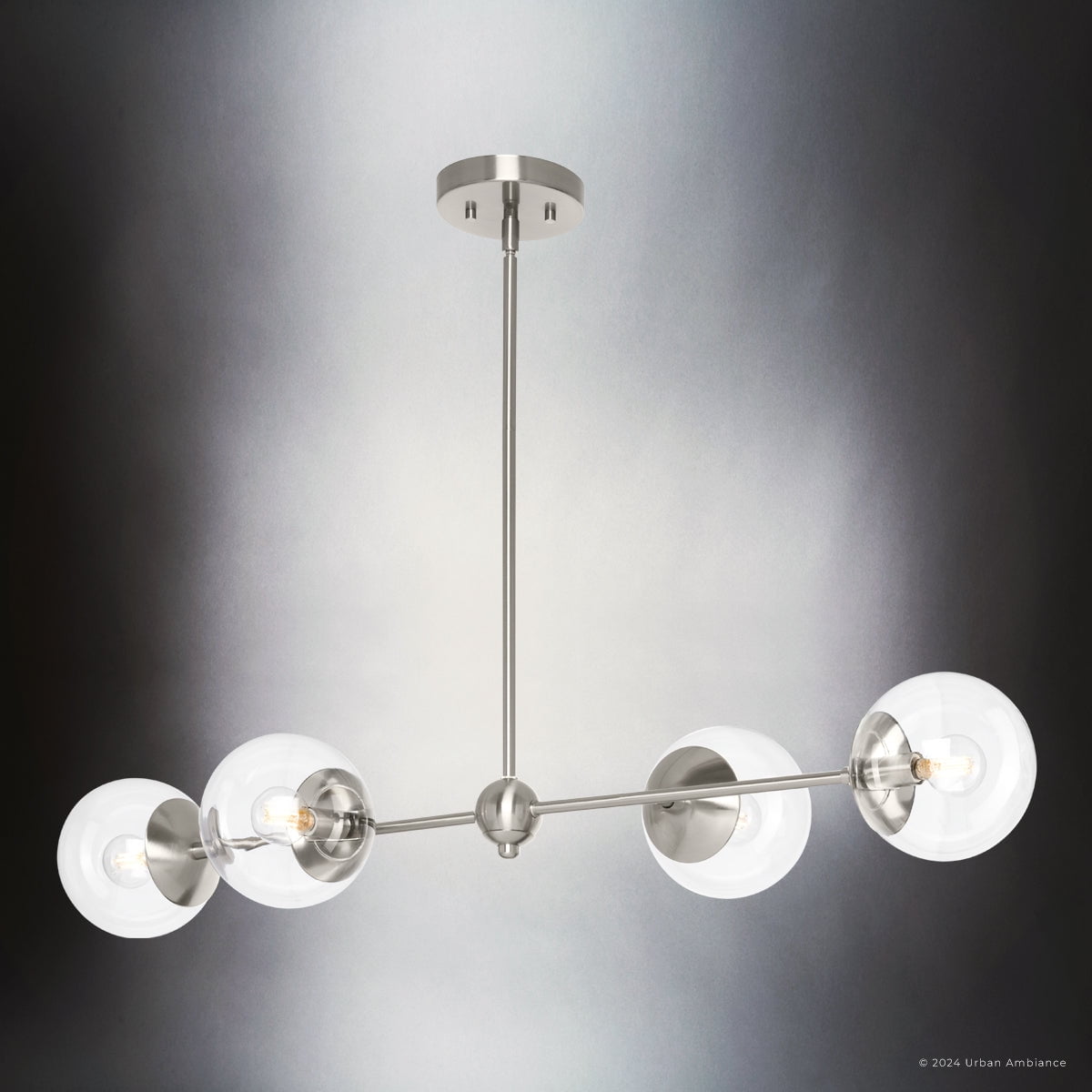 Luxury Minimalist Chandelier, Brushed Nickel, UHP4450