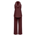 thumbnail image 4 of DHFJKG Linen Sets For Women 2 Piece Sleeveless Deep V Neck Tank Top Wide Leg Pants Beach Vacation Outfits, 4 of 6