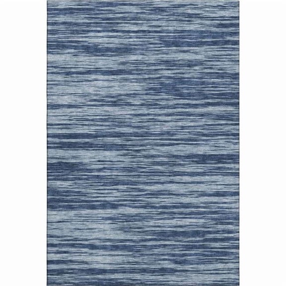 HomeRoots 675572 5 x 8 ft. Blue & Ivory Striped Transitional Washable Machine Made Rectangle Area Rug with UV Protection