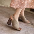 thumbnail image 4 of SACFOF Womens Faux Suede Peep Toe Block Heel Ankle Strap Slingback Sandals, 4 of 6