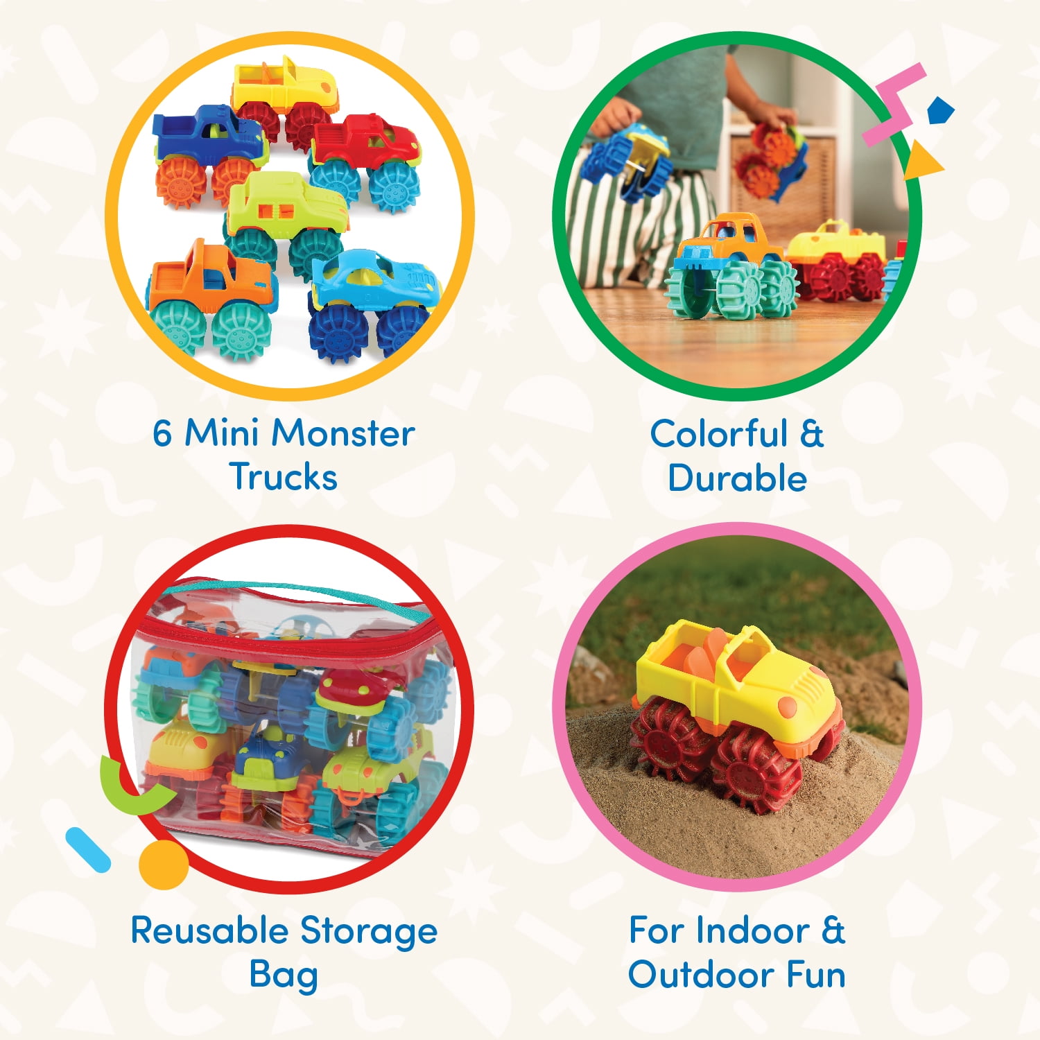 Battat Mini Monster Wheelies 6 Small Trucks Indoor & Outdoor, Toddler and Preschool Toys  (图3)