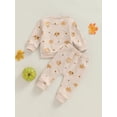 thumbnail image 4 of Suealasg 2Pcs Baby Girls Halloween Clothes Long Sleeve Crew Neck Pumpkin Flower Print Sweatshirt Sweatpants 3M 6M 1T 2T 3T Toddler Girls Fall Casual Outfit, 4 of 8