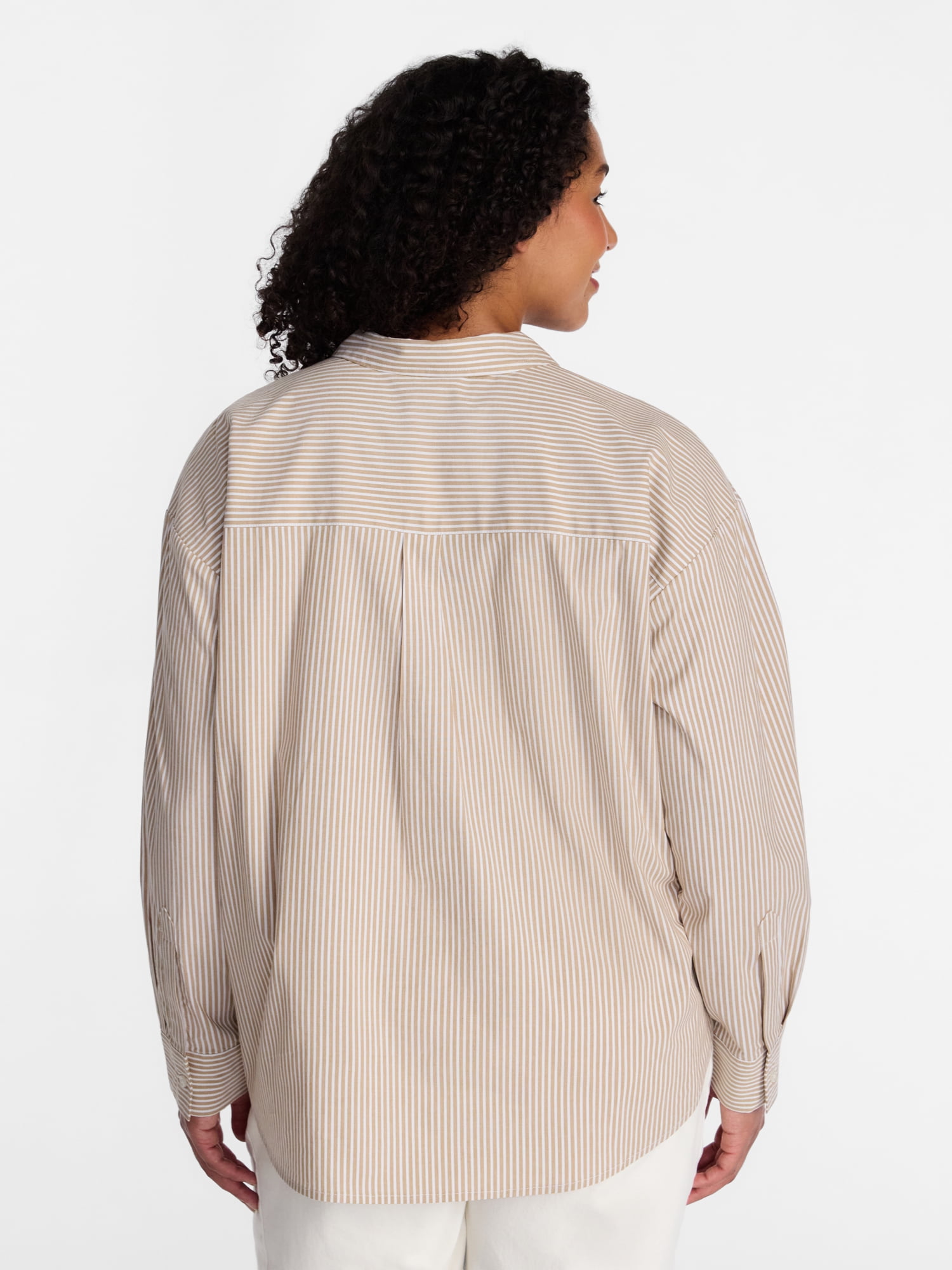 Terra & Sky Women's Plus Poplin Boyfriend Shirt, Sizes 0X-5X