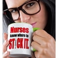 thumbnail image 2 of 3dRose, Nurses know where to stick it, Red, 11oz Two-Tone Green Mug, 2 of 7