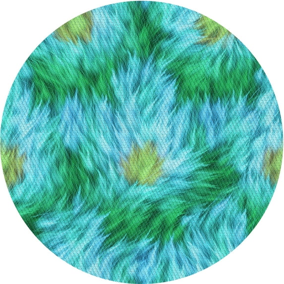 Ahgly Company Indoor Round Patterned Bright Turquoise Blue Area Rugs, 7' Round