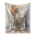 thumbnail image 1 of Antique Soft Flannel Fleece Throw Blanket, Old Renaissance Era Architecture with Columns Artwork Print, Cozy Plush for Indoor and Outdoor Use, 50" x 60", Petrol Blue Marigold, by Ambesonne, 1 of 6