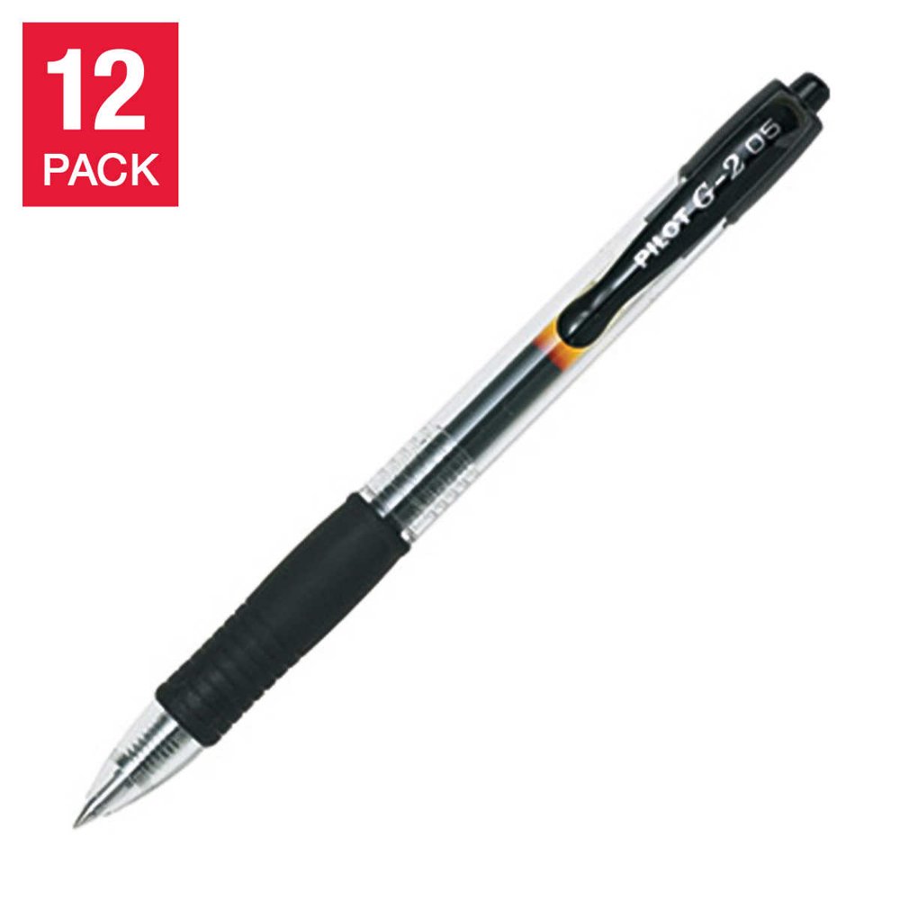 Pilot G2 Retractable Gel Rollerball Pen, 0.5mm Extra Fine Point, Black, 12count