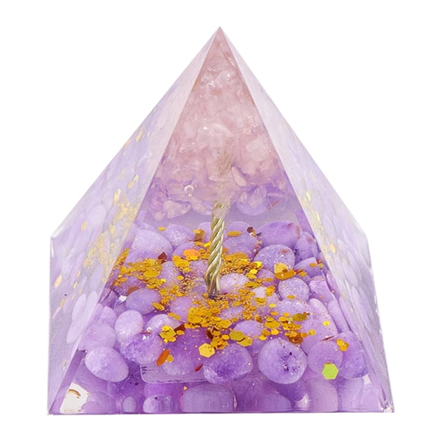 TIMIFIS Pyramid Colloid Three-Dimensional Ornaments Natural Crystal Crushed Stone Glue Energy Tower Home Decor