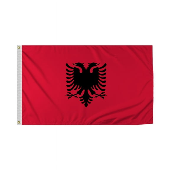 Promopatriot Albania Country Flag 3x5 Ft Outdoor Nylon Double Stitched Edges Canvas Header Brass Grommets 3'x5' Albania