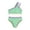 Green, variant on Kids Girls Swimsuit Gray Two Piece 1 Shoulder Bathing Suit With Chest Pad Color Block High Waisted Bikini 9-10 Years