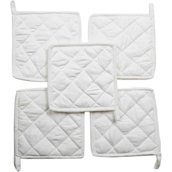 100% Cotton Pot Holders for Kitchen 7" x 7" Inches Heat Resistant Pot Holder Pack of 10 White