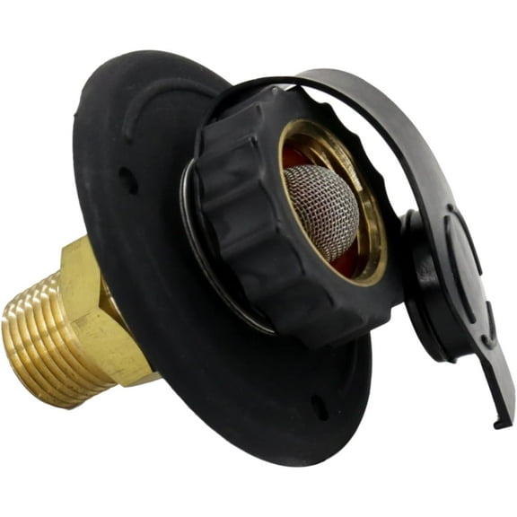 RV Water Inlet Connection City Water Fill Inlet Flange Brass with Check Valve RV Water Hose Connector Replacement 1/2" NPT Male City Water Fill Flange City Water Hookup for Camper (White)