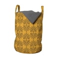 thumbnail image 1 of Abstract Laundry Bag, Monochrome Illustration Along Retro Royal Ornaments in Repeating Design, Basket with Handles Drawstring Closure for Laundromats, 13" x 19", Fawn and Marigold, by Ambesonne, 1 of 4