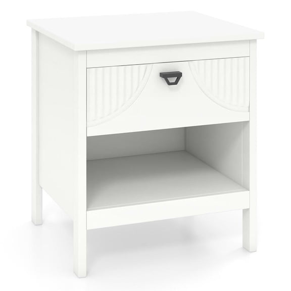 YYAo 2-tier Wood End Table with Drawer and Open Storage Shelf, Night Stand for Living Room, Bedroom, White