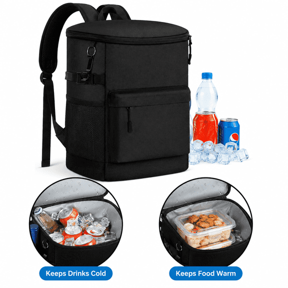 Insulated Leak Proof Cooler Backpack, Waterproof Collapsible Lunch Backpack Backpack Lunch Box, Large Capacity Backpack Cooler Ice Chest Cooler for Camping Beach Picnic Travel