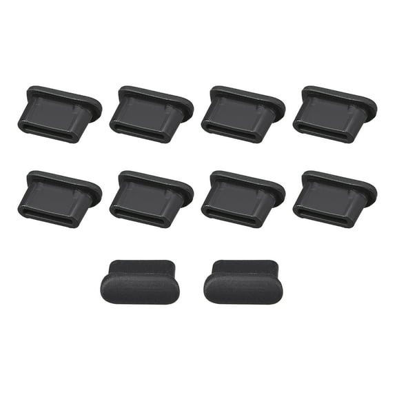 Silicone Type C Anti-Dust Stopper Cap Cover Black 10 pcs