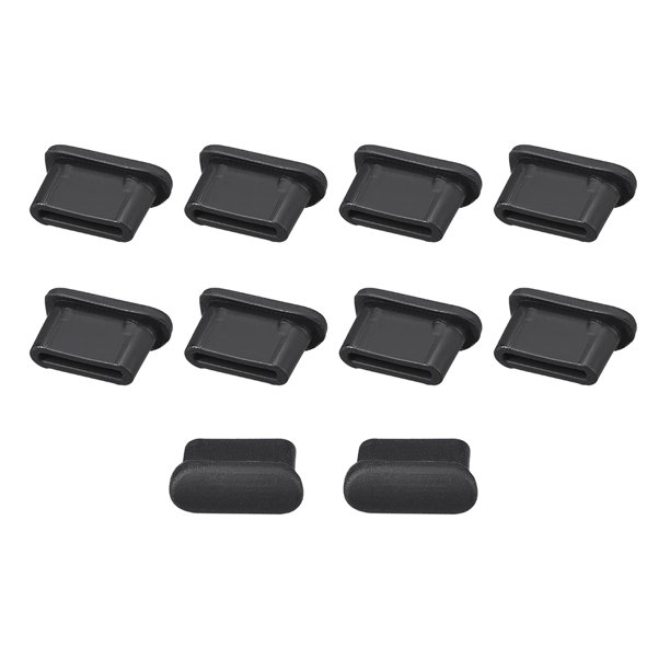 Tapón de silicona anti-polvo tipo C negro 10 piezas