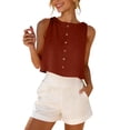 thumbnail image 4 of Craaazy Women's Relaxed Fit Round Neck Tank Top, Solid Color Sleeveless Cotton Top, Loose Comfy Reversible Casual Vest for Daily Wear Gifts, 4 of 9