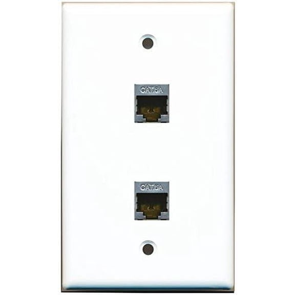 RiteAV CAT 6A Shielded 2 Port Wall Plate Single Gang - White