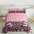 thumbnail image 2 of jejeloiu Cartoon Cheetah Pattern Bedding Comforter Set,Chic Glitter Print Twin Comforter Sets,Pink Leopard Print Bedding Set For Girls Teens,Breathable Home Decor,2pcs, 2 of 8