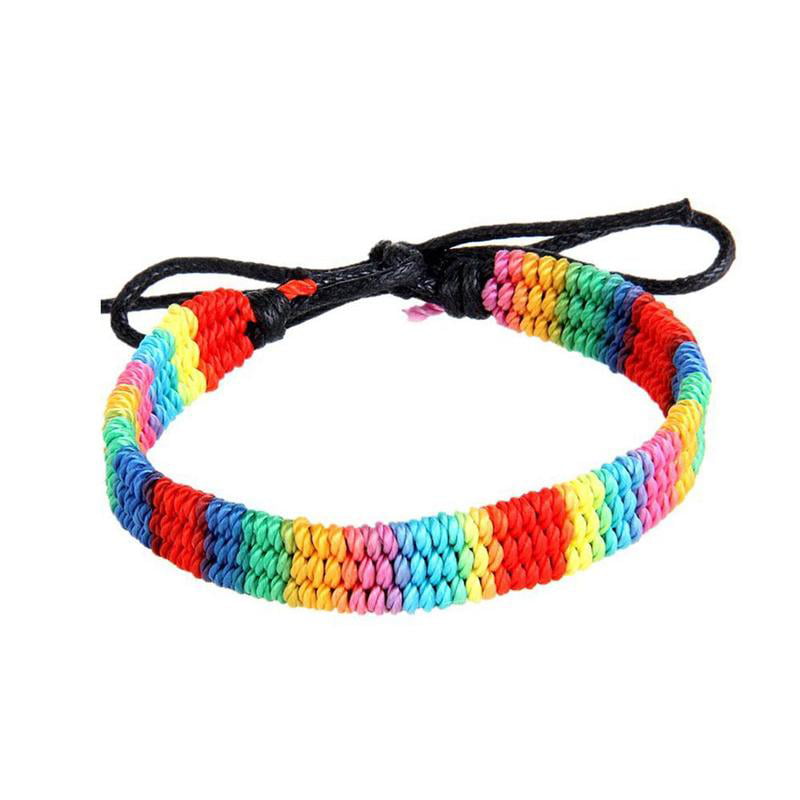 Rainbow,Chakra twist cord bracelet,ankle bracelet LGBT  bracelet,ankle bracelet