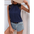 thumbnail image 6 of Women'S Lace Sleeveless Tops Pleated Summer Tank Tops 2025 Dressy Casual Sleeveless Shirts Blouse Navy Blue L, 6 of 9
