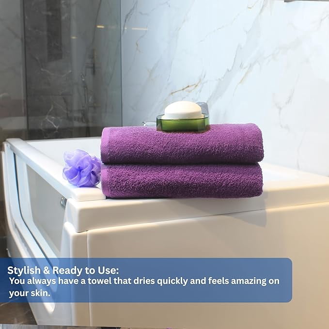 Americlassic Bath Sheet 30 × 60 inch – Pack of 3 Premium Purple Towels – 100% Cotton, Soft & Quick-Dry Absorbent Quality for Bathroom, Shower & Spa