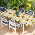 thumbnail image 2 of Vintage Sunflower Table Cloths for 8 Foot Rectangle Tables, Summer Botanical Farmhouse Floral Patio Waterproof Elastic Fitted Tablecloths, Washable Rectangular Table Cover for Camping, 2 of 8