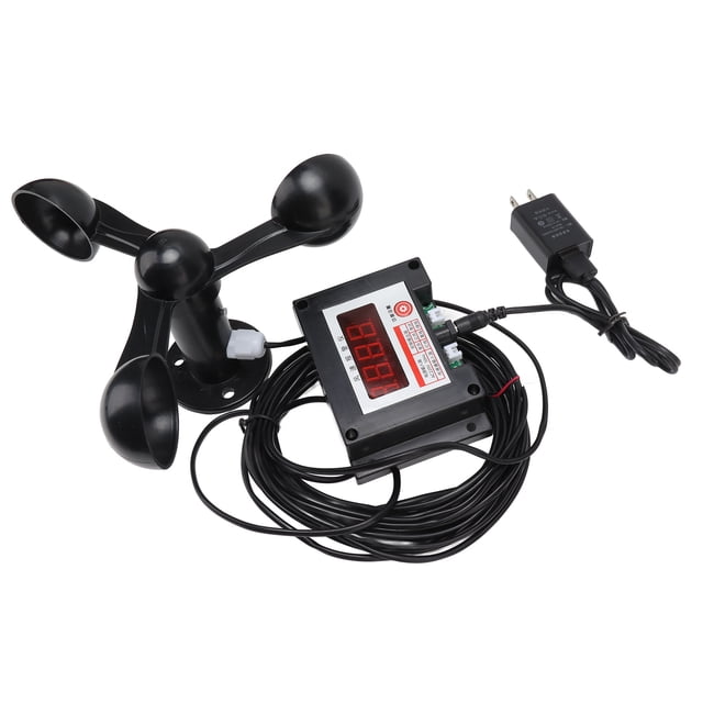 Tower Crane Smart Anemometer, 3 Fan Blades ABS Housing Alarm Wind Speed Meter US Plug 100-240V Accurate Strong Anti Interference For Maintenance