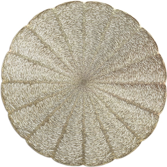 " OCCASIONS " 20 Pieces Pack / Centerpiece Placemats Washable Easy to Clean PVC Heat-resistand Woven Vinyl Table Mats (Bloom Matt Gold)
