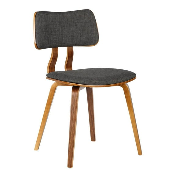 Jaguar Mid-Century Modern Kitchen Dining Table Accent Chair in Walnut Wood and Charcoal Fabric
