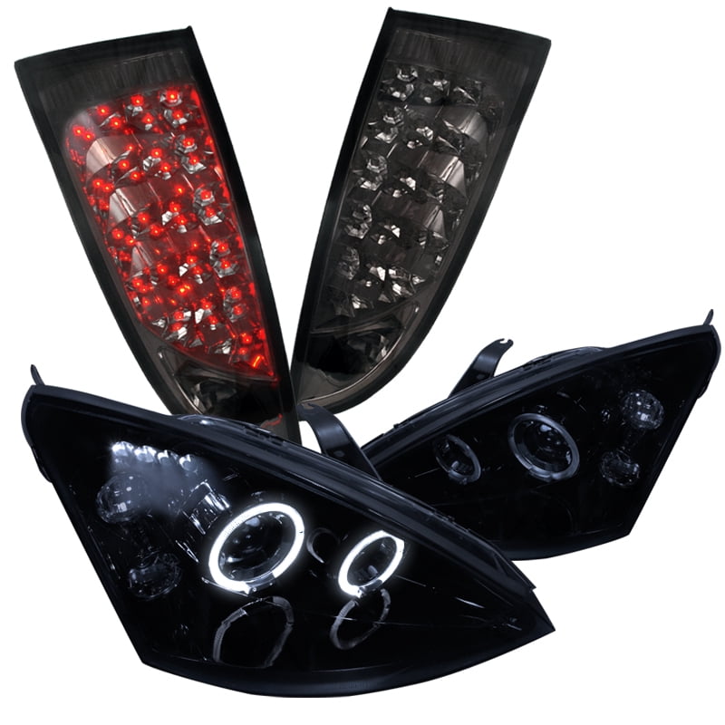 Spec D Tuning For 2000 2004 Ford Focus Glossy Black Halo Projector Headlights Smoke Led Tail Lights Left Right 2000 2001 2002 2003 2004 Walmart Com Walmart Com