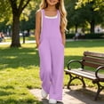 thumbnail image 3 of Agkizg Girls Jumpsuit Wide Leg Pants with Side Pockets Solid Casual Summer for Teen, Sizes 7-8 Years, 3 of 6