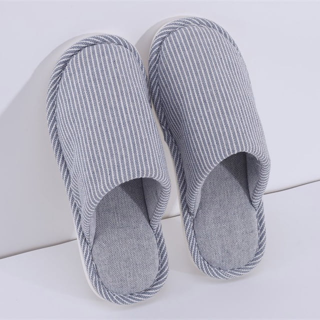 PPgejGEK Chaussons pour Femmes Intérieur et Extérieur Mode Couple Décontracté Lin Tête Ronde Rayée Tongs Confortables Chaussures de Maison Douces Sandales à Coussin d'Air Cadeau de Festival