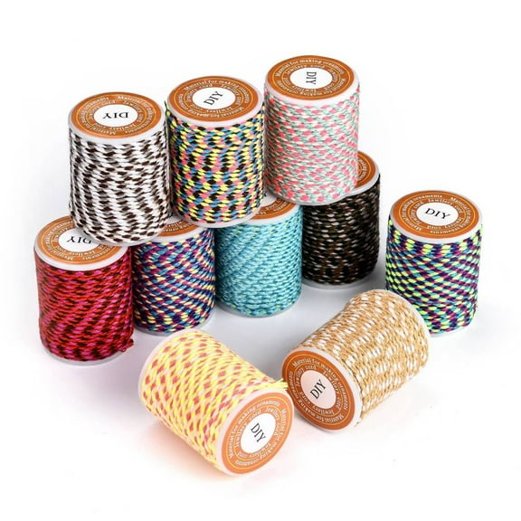 10Roll 4-Ply Polycotton Cord Metallic Cord Handmade Macrame Cotton Rope for String Wall Hangings DIY Craft String Knitting Colorful Plant Hanger 1.5mm 4.3 yards(4m)/roll