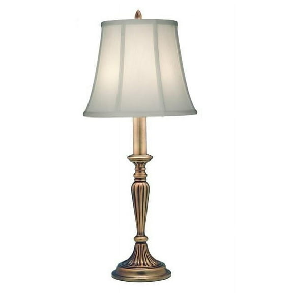 Stiffel BL-6709-AB 30 in. Antique Brass Buffet Lamp with Ivory Shadow Shade
