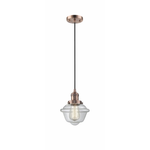 Innovations Lighting Franklin Restoration Oxford - 1 Light 8" Cord Hung Mini Pendant Clear/Antique Copper