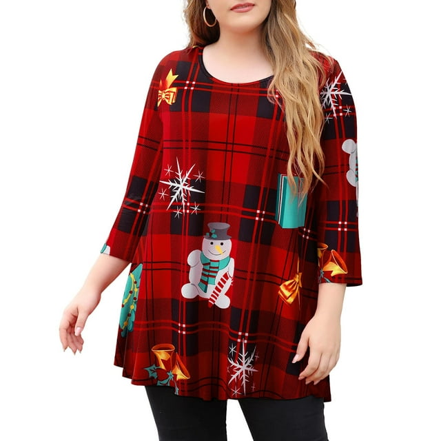 Charmo Haut Grande Taille pour Femmes Manches 3/4 Tunique Ample