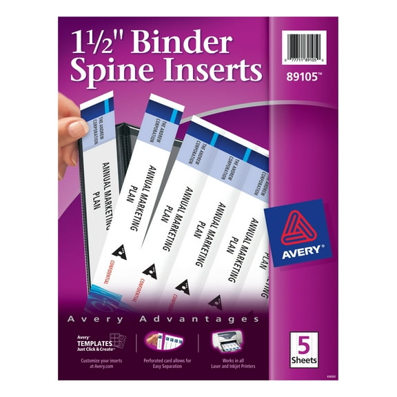 Avery 1.5 inch Binder Spine Inserts, Pack of 25 (89105)