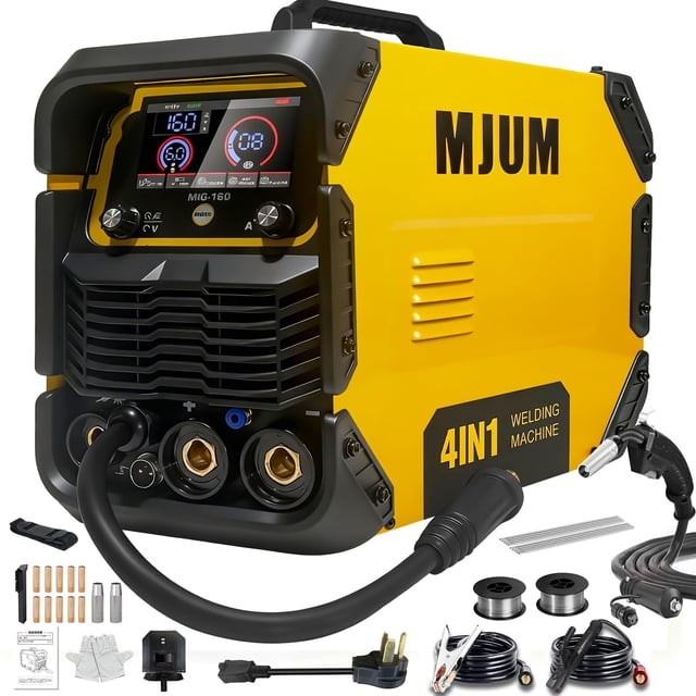 Máquina de Soldar MJUM 160A 4 en 1 IA: MIG/Núcleo Fundente/TIG/Manual 110V/220V