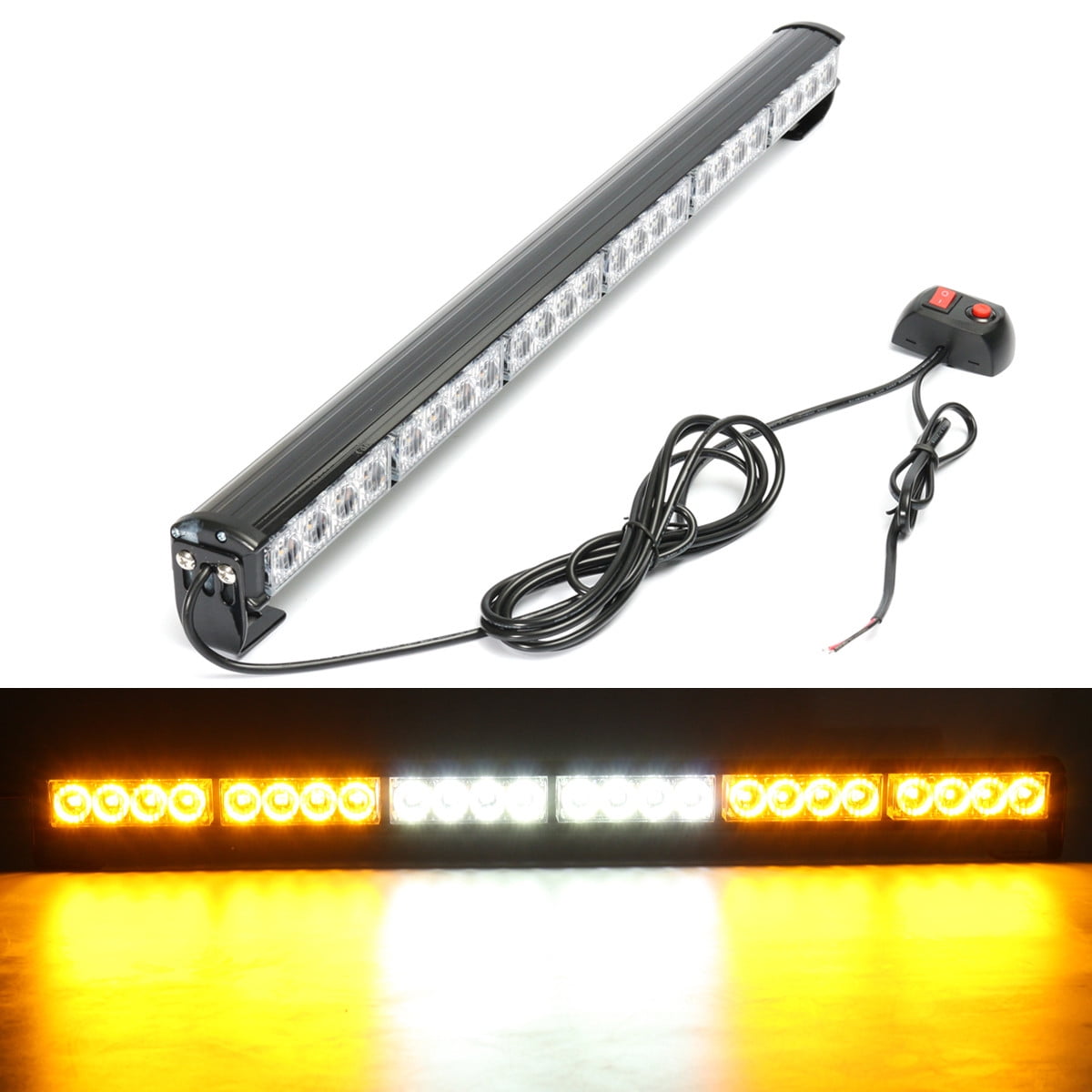 27" 24 LED Emergency Warning Traffic Advisor Strobe Light Bar Red White 27" 24 LED Emergency Warning Traffic Advisor Strobe Light Bar Red White