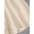 thumbnail image 5 of Black Knit & Woven Patchwork V-Neck Ruffle Backless Mini Dress, Ruched Waist, Elegant Vacation Casual Wear, 5 of 10